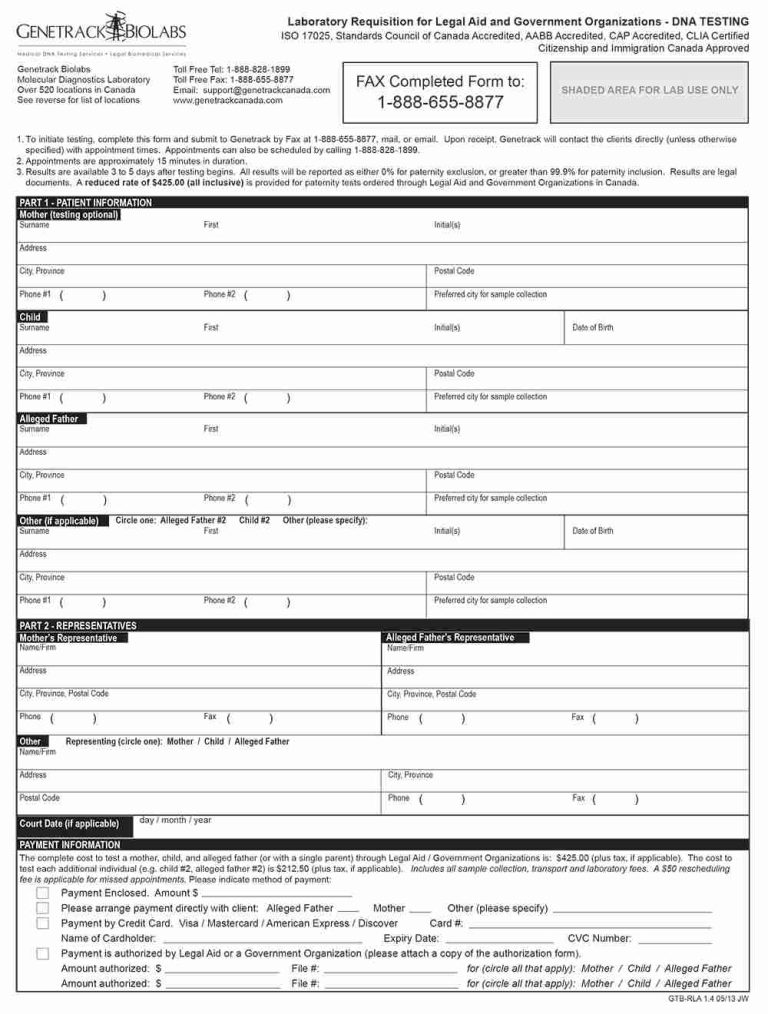 Requisition Form Genetrack Legal Gov